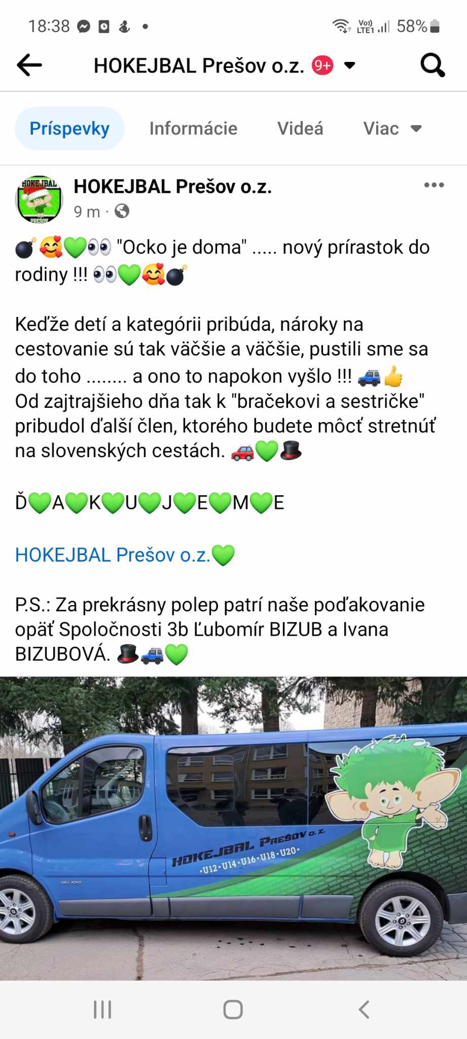 Príspevok na FB. 