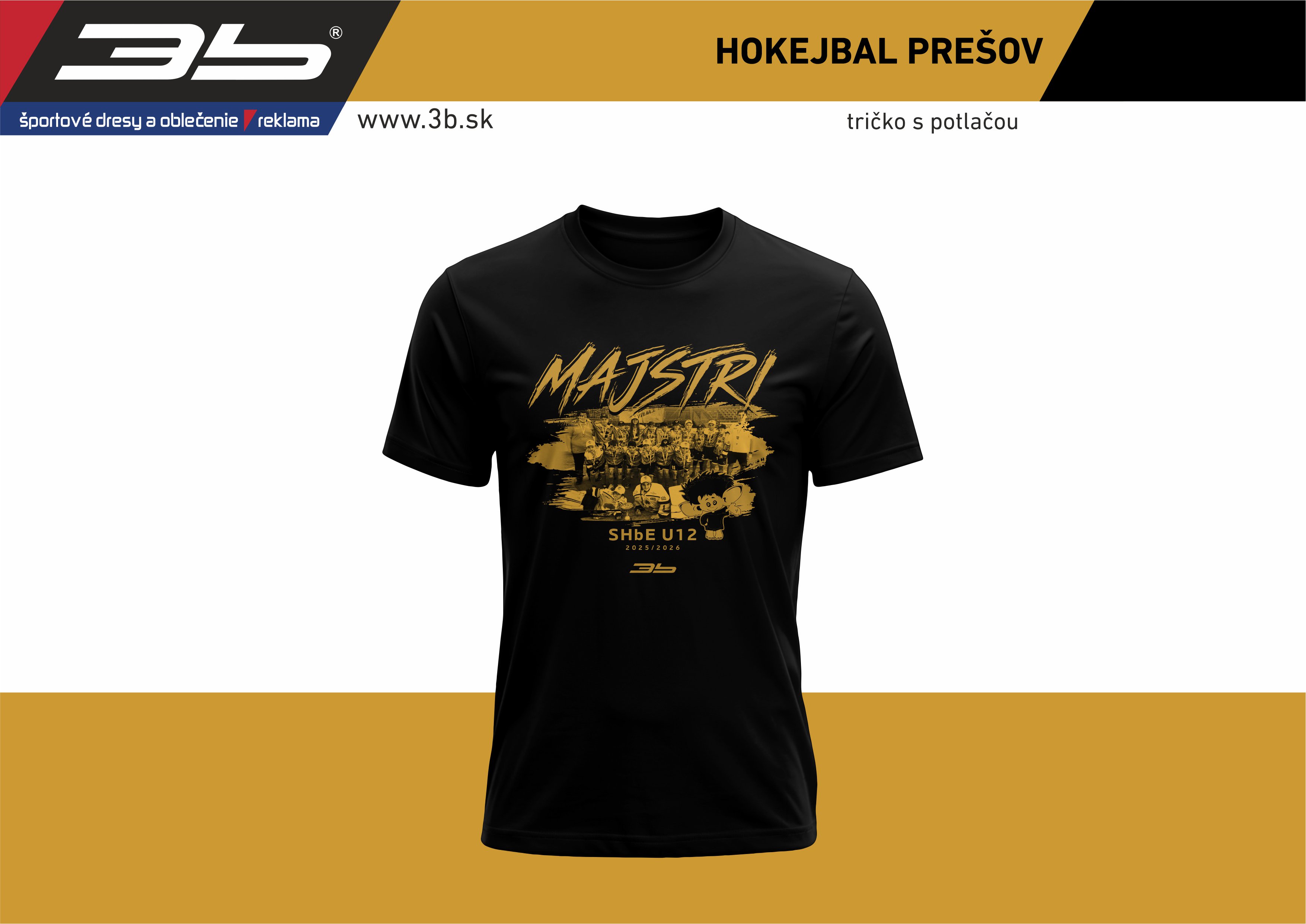 Tričko bavlnené zlaté MAJSTRI SR U12